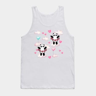 Panda Hearts in A Cloudy Sky Pattern | Cute Gift for Panda Lovers Tank Top